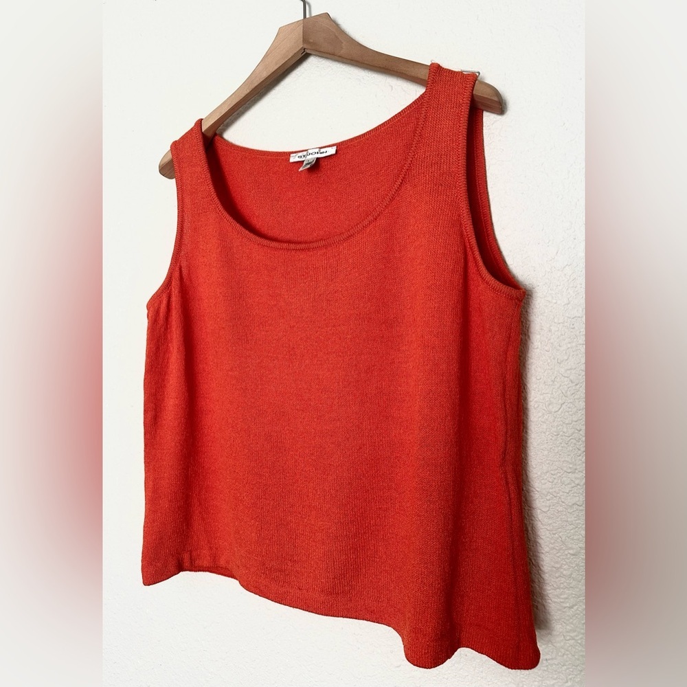 St. John Collection Orange Wool Blend Knit Tank Top Size L